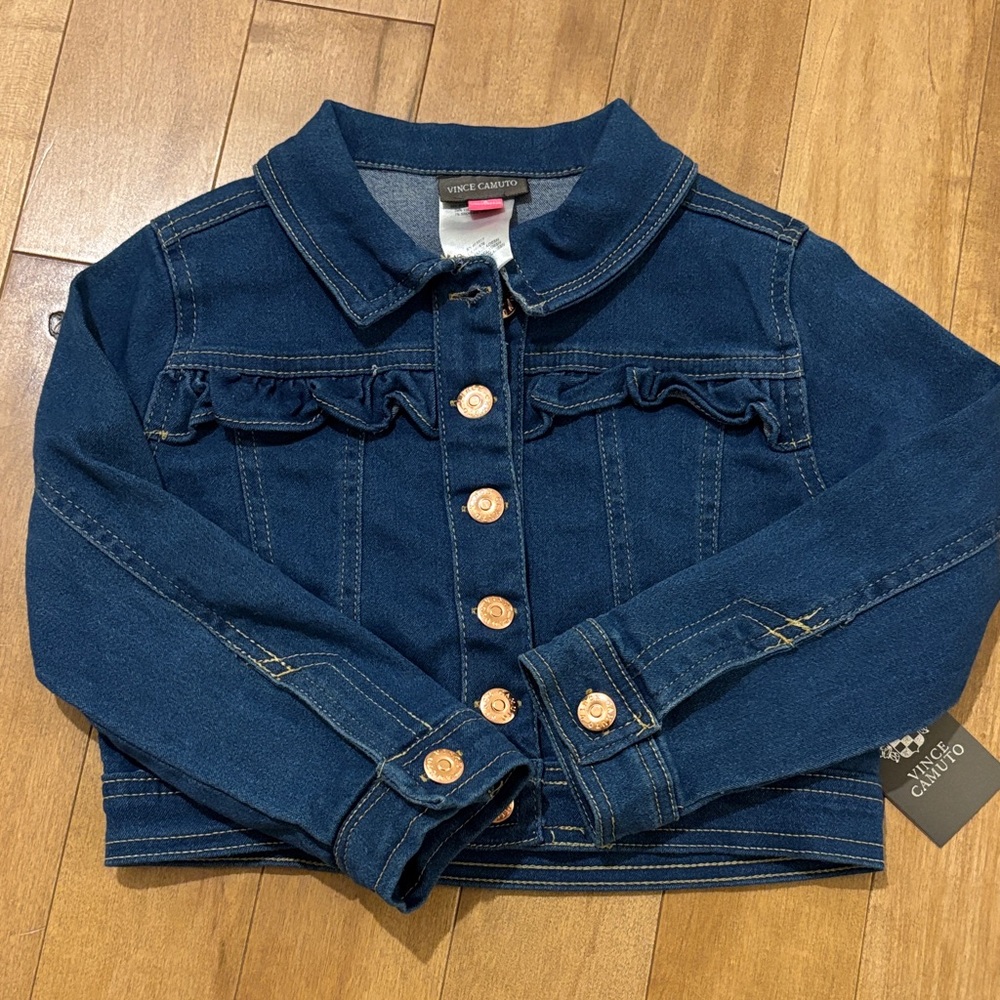 Vince Camino Dark Blue Denim Jacket with Ruffles